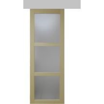 Porte Coulissante Bois Ayous Vitrée H204 Xll83 + Rail Alu Gd Menuiseries