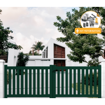 Portail Packit - Portail aluminium battant ajouré en kit + Motorisation dimension L.3000 (entre piliers) X H.1200 mm Vert (RAL 6005)