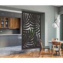 Ad Lyon - Cloison De Separation Bois Type Claustra Décorative Bamboo Mdf Noir L.100 X H.180 X 1.9 Cm