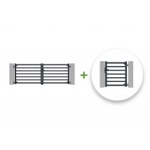 Casanoov - Portail battant 3m ANTELAO H.110cm + Portillon 1m ANTELAO H.110cm aluminium gris