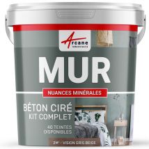 Béton Ciré - Kit Béton Ciré Murs - 2 M² - Mate - Vison Gris Beige - Arcane Industries