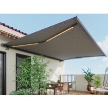 Vente-unique - Store Banne Motorisé À Leds Avec Coffre Intégral 4 X 3,5 M Toile Acrylique Anthracite - Galaxa