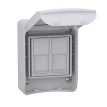 Socle Mureva Schneider Electric - Pour 2 Prises Rj45 S-one - Ip65 - Gris