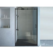 Vente-unique - Porte De Douche Coulissante Avec Roues Noir Mat Style Industriel - 120 X 195 Cm - Anakao