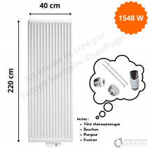 Radiateur Acier H.220 X L.40 Cm Vertex Stelrad 1548w T21