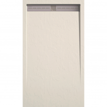 Stano - Receveur de douche 70x210 cm extra plat ARCO en résine surface ardoisée beige Grille inox