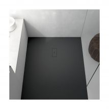 Stano - Receveur De Douche 100 X 190 Cm Extra Plat Fusion En Résine Surface Ardoisée Noir