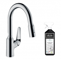 Hansgrohe - Robinet de cuisine avec douchette HANSGROHE Focus M42 180 2 jets chromé + nettoyant Briochin
