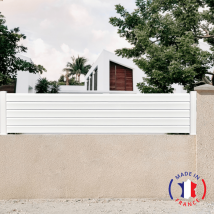 Portail Packit - Clôture PVC Persienne 5 lames en kit Dimensions L.2100 mm (poteaux compris) X H.700 mm couleurs Blanc