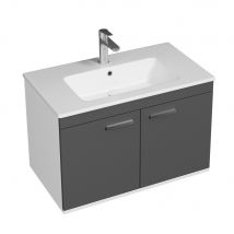 Saniverre - Rubite Meuble Vasque Simple Encastrée L. 80 Cm 2 Portes Gris Anthracite Salle De Bain