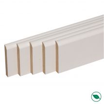Forestea - Pack de 5 plinthes bord arrondi MDF revêtues blanc 2200 x 96 x 10 mm PEFC 70%