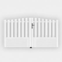 Gefradis - Portail Battant Pvc Blanc H145 X L400 Cm Alençon Chapeau De Gendarme