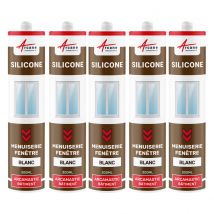 Mastic Silicone Intérieur / Extérieur Pour Fenêtres Et Menuiseries : Arcamastic Batiment Blanc - 300 Ml X 5 - Arcane Industries