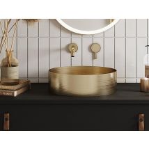 Vente-unique - Vasque à poser ronde - Doré brossé - 38 cm - DECHATEL