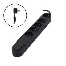 Chacon Bloc Multiprise 5 Prises 16 A Avec Interrupteur, Fiche Plate, Câble 1,5 M Ho5vv-f 3x1,5 Mm² Noir