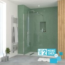 Galedo - Lot De 2 Parois De Douche 90x195 Cm En Verre Trempé 5 Mm - Profilés Et Bras Chromés