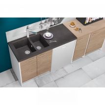 Moderna - Evier À Poser Ontario, Résine Smc Noir Pailleté, 2 Bacs, 1 Ég, L140cm, Nu