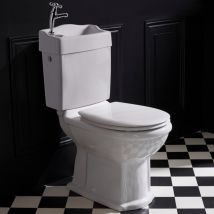 Planetebain - Wc Rétro Avec Lave Mains Et Abattant Blanc