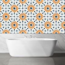 Carreaux De Ciment Véritable - Arabesque - Abricot & Argent - Hendaya