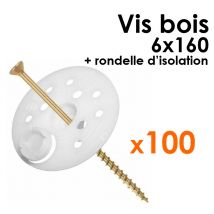 Steico - Pack 100 Rondelles D'isolation D.60 Mm + Vis À Bois L. 160 Mm