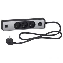 Schneider Electric - Bloc Multiprises 3 Prises 2p+t Et 2 Usb (câble 1,5m) - Noir Et Aluminium - Schneider