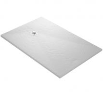 U-tile - Receveur De Douche Blanc 120 X 90 Cm Ultra Léger En Résine Aspect Ardoise - Grille Carrée
