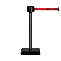 Novap - Poteau Alu Noir À Sangle Grande Longueur Rouge + Accès Interdit 12m X 50mm Sur Socle Mobile - 2810043