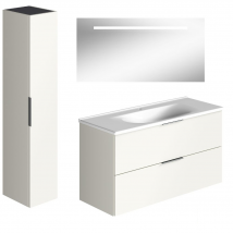 Burgbad - Meuble vasque 120 cm BURGBAD Olena blanc brillant + miroir + colonne
