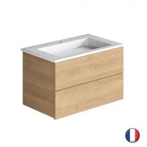 Burgbad - Meuble vasque 80 cm BURGBAD Cosmo chêne cachemire