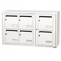 Bloc Collectif Leabox.com, 3x2, Grade 3, Simple Face, Intérieur, Fixation Murale, Blanc Pur Ral 9010 Finition Brillante