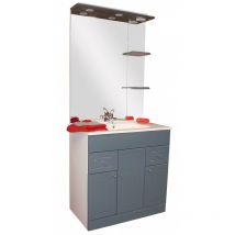 Ondee - Meuble À Poser Tolede - 80cm - Gris - Pvc Brillant - Livré En Kit