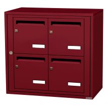 Bloc Collectif Leabox.com, 2x2, Grade 3, Simple Face, Intérieur, Mural, Rouge Pourpre Ral 3004 Finition Brillante