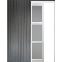 Porte Coulissante Kenya Blanc Vitrée H204 X L73 + Systeme Galandage Et Kit Finition Inclus Gd Menuiseries