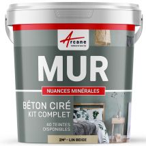 Béton Ciré - Kit Béton Ciré Murs - 2 M² - Satinée - Lin Beige - Arcane Industries