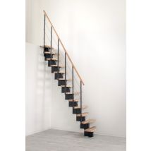 Handystairs - Échelle à flèche intermédiaire QUATRO - Acier noir - Noyer