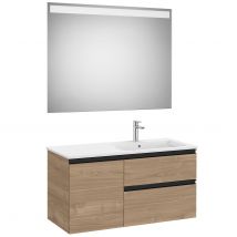 Meuble De Salle De Bain 100 Cm The Gap Roca Dimensions 100 Cm Couleur Noyer Miroir Avec Miroir + Led Disposition Lavabo À Droite