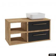 Otitec - Ensemble Meuble Sous Vasque Avec Vasque À Poser - Siphon Offert | Embre | Noir | 100 X 50 X 45 Cm