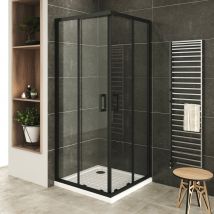 Saniverre - Lanablack+ Porte De Douche D'angle H 180 Cm Transparent 70 X 85 Cm Coulissante
