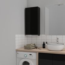 Planetebain - Armoire De Salle De Bain 40x80 Noire Brillante À Suspendre