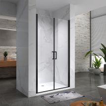 Saniverre - Kaya-black Porte De Douche Noire H.195 Cm, L.68-71 Cm, Verre 6 Mm Transparent Anticalcaire