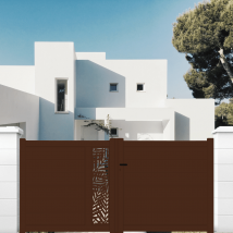 Portail Packit - Portail aluminium battant découpe laser en kit dimensions Couleurs Marron (RAL 1247)