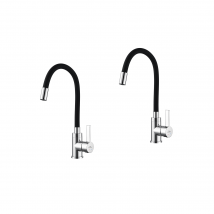 Auralum Max - Robinet De Cuisine Flexible Bec Haut Orientable Librement Mitigeur Évier Laiton Mémoire De Forme Robinet Evier Monotrou Eau Chaude Et 
