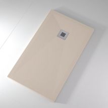 Stano - Receveur de douche 100x190 cm extra plat ONDA en résine surface ardoisée beige Grille inox