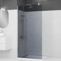 Galedo - Paroi De Douche 100x200cm - Verre Trempé Fumé 8mm - Profilé Chrome - Freedom 2 Smoked