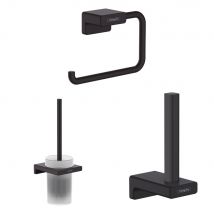 Porte-brosse Wc Hansgrohe Addstoris + Porte-papier Wc + Réserve Porte-papier Noir Mat