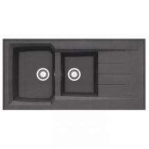 Moderna - Evier À Poser Montreal, Résine Smc Noir Pailleté, 2 Bacs, 1égouttoir, L120cm, Nu