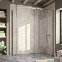 Kassandra - Paroi De Douche Fixe + Porte Coulissante Luna 100 Cm Paroi Latérale : 76.5 - 79 Cm