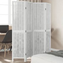 Vetonek - Biombo Separador De 4 Paneles Madera Maciza Paulownia Blanco