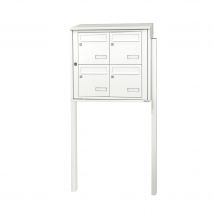 Bloc Collectif Leabox.com, 2x2, Grade 3, Simple Face, Extérieur, Fixation Sur Pieds À Sceller, Blanc Pur Ral 9010 Finition Brillante