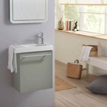 Planetebain - Pack Lave-mains Vert Avec Porte Serviette - Robinetterie Eau Froide À Droite - L.48 X H. 52.5 Cm - Houston 2